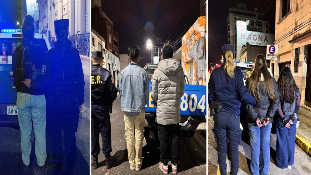 Militantes detenidos, esposados y fotografiados por hacer un grafiti