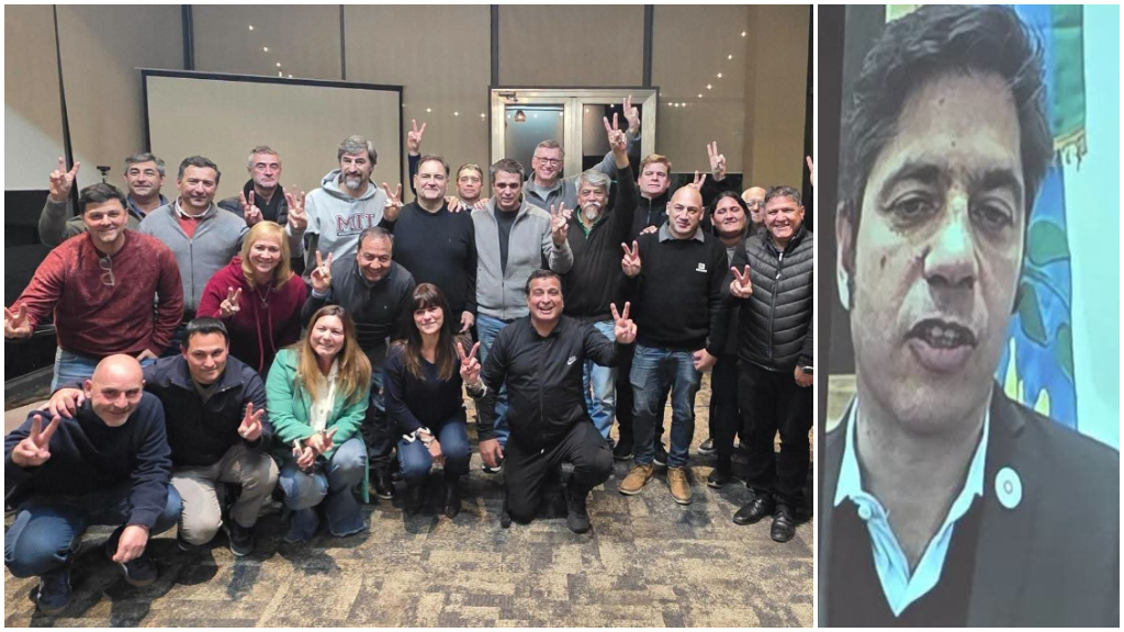 Kicillof, por video, en un encuentro con Cresto, Giano y Casaretto