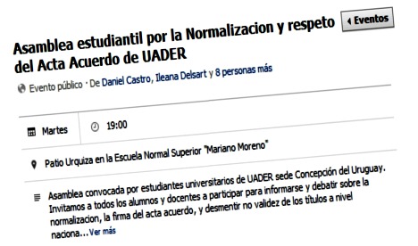 Normalización de la Uader: alumnos convocan a una asamblea pública para este martes