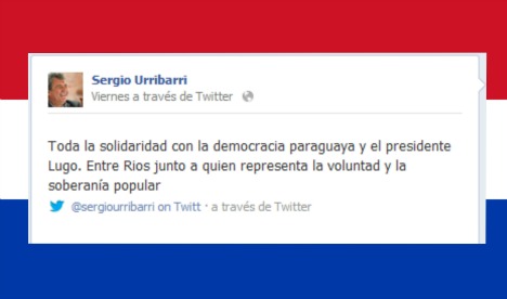 Urribarri se solidarizó con Lugo y el pueblo paraguayo