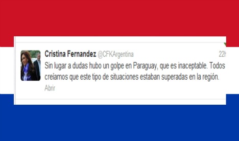 CFK sin matices: “Sin lugar a dudas hubo un golpe en Paraguay