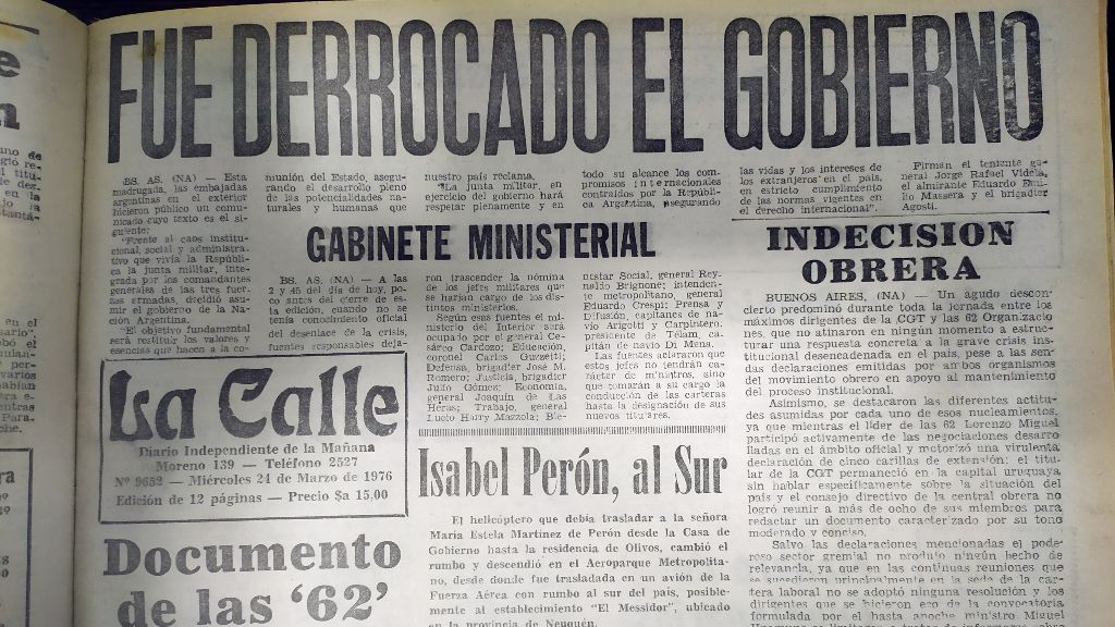 La tapa de La Calle del 24 de Marzo de 1976