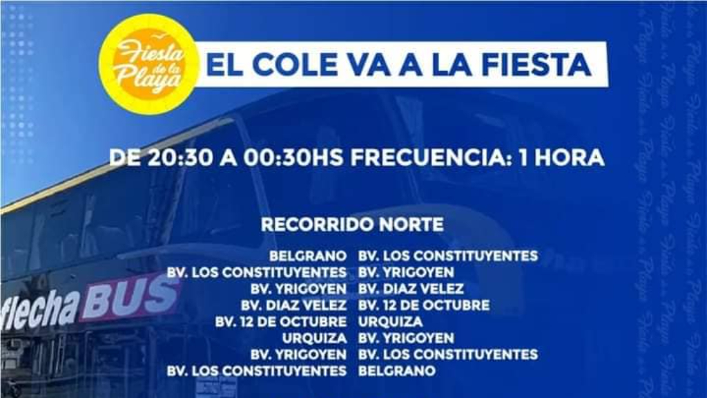 Fiesta de la Playa: habrá colectivos gratuitos