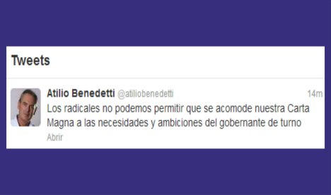 Benedetti lanzó una cruzada contra la reforma constitucional provincial que nadie propuso