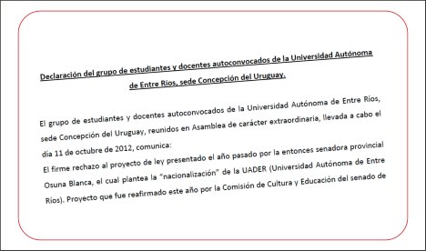 Sector de la Uader rechaza la nacionalización