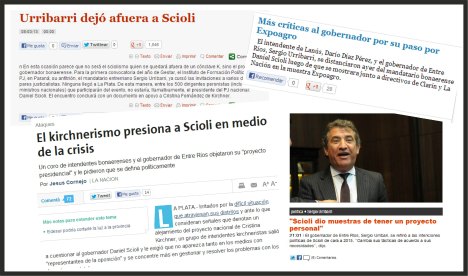 Urribarri, noticia nacional, por separar a Scioli de un encuentro K