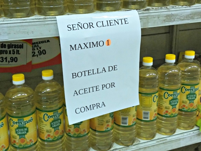En Concepción se restringe la venta de Aceites por la inminente suba de precios