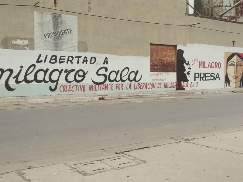 Mural uruguayense por la libertad de Milagro Sala